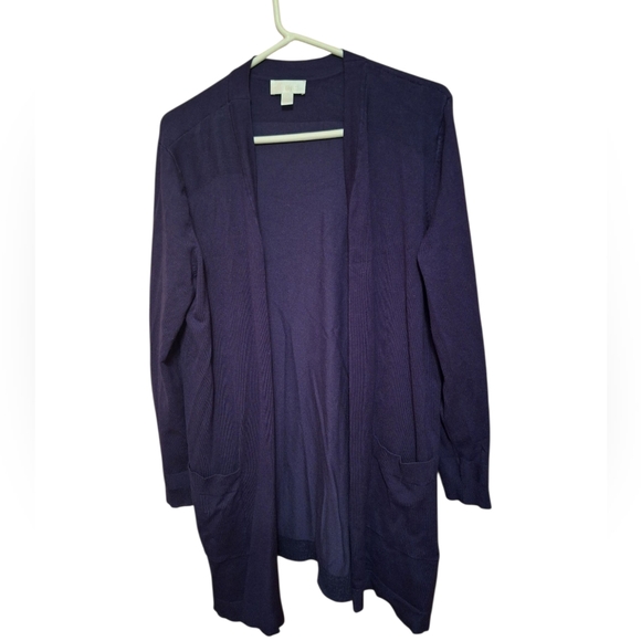 Belle by Kim Gravel  Dark Blue Cardigan Sweater Ladies Large Pockets Oversized - Picture 1 of 3